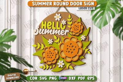 Summer Round Signs Laser Cut | Summer Vibe | Signs Inscription | Round Wall Signs | Porch Sign | CNC File SVG The T Store Design 