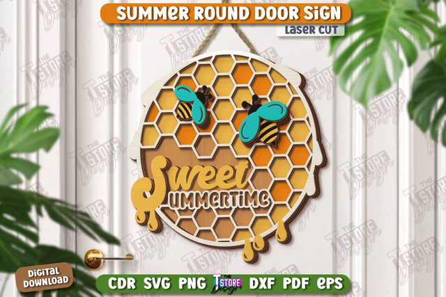 Summer Round Signs Laser Cut | Summer Vibe | Signs Inscription | Round Wall Signs | Porch Sign | CNC File SVG The T Store Design 