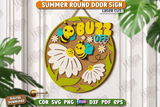 Summer Round Signs Laser Cut | Summer Vibe | Signs Inscription | Round Wall Signs | Porch Sign | CNC File SVG The T Store Design 