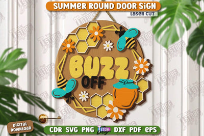 Summer Round Signs Laser Cut | Summer Vibe | Signs Inscription | Round Wall Signs | Porch Sign | CNC File SVG The T Store Design 
