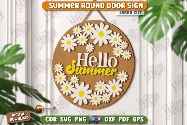 Summer Round Signs Laser Cut | Summer Vibe | Signs Inscription | Round Wall Signs | Porch Sign | CNC File SVG The T Store Design 