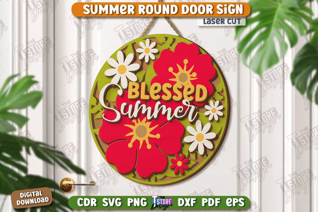 Summer Round Signs Laser Cut | Summer Vibe | Signs Inscription | Round Wall Signs | Porch Sign | CNC File SVG The T Store Design 