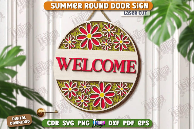 Summer Round Signs Laser Cut | Summer Vibe | Signs Inscription | Round Wall Signs | Porch Sign | CNC File SVG The T Store Design 