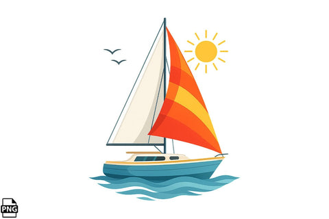 Summer Sailboat PNG Clipart Bundle Printable File Sublimation Creativedesigntee 