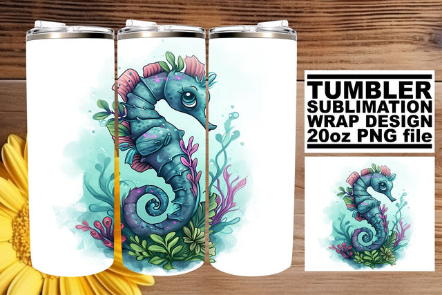 Summer Sands Tumbler Wrap, Sublimation Design, 20oz, Vibrant Ocean Life, Coastal Watercolor Sublimation afrosvg 