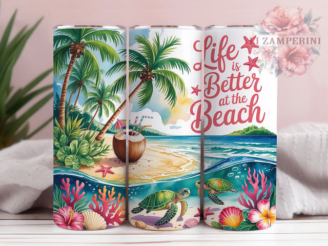 Summer Sea Turtle Sunset 20oz Tumbler, Life at the Beach, Tropical Scene, Ocean Vibes, Beach Sunset, 20oz Tumbler Wrap, Sublimation PNG Sublimation Li Zamperini 
