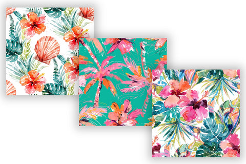 Summer Seamless Patterns Digital Paper, Tropical Floral Bundle Pack, Printable Scrapbook Paper, Bright Paradise Botanical Design Collection Digital Pattern FloridPrintables 