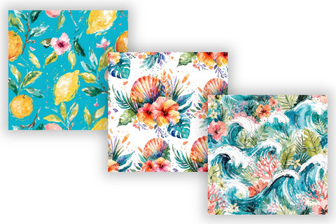 Summer Seamless Patterns Digital Paper, Tropical Floral Bundle Pack, Printable Scrapbook Paper, Bright Paradise Botanical Design Collection Digital Pattern FloridPrintables 