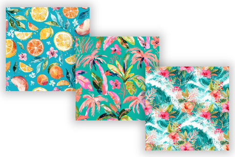 Summer Seamless Patterns Digital Paper, Tropical Floral Bundle Pack, Printable Scrapbook Paper, Bright Paradise Botanical Design Collection Digital Pattern FloridPrintables 