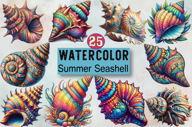 Summer Seashell Clipart Bundle Sublimation SVGArt 