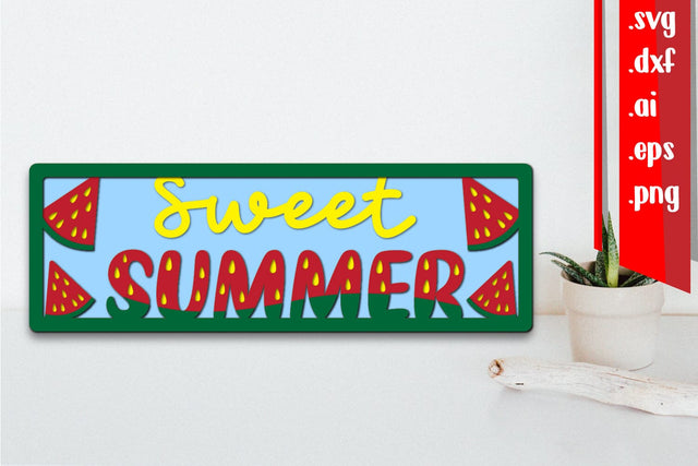 Summer Sign Laser Cut - Summer Framed Sign SVG zafrans studio 