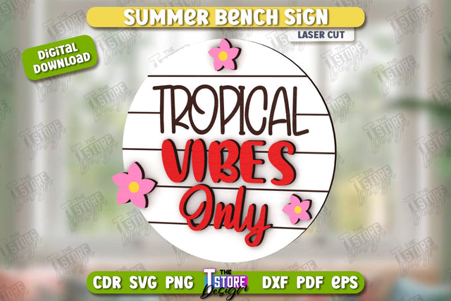 Summer Sign Laser Cut | Summer Vibe | Summer Elements | CNC File SVG The T Store Design 