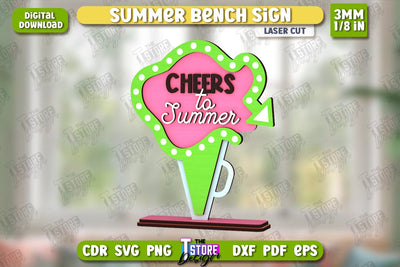 Summer Sign Laser Cut | Summer Vibe | Summer Elements | CNC File SVG The T Store Design 