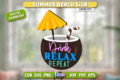 Summer Sign Laser Cut | Summer Vibe | Summer Elements | CNC File SVG The T Store Design 