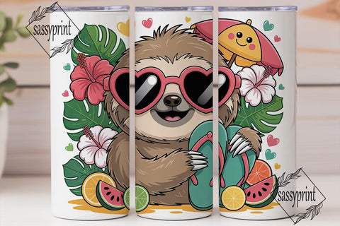 Summer Sloth 20oz Tumbler Wrap Sublimation sassyprint 