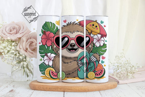 Summer Sloth 20oz Tumbler Wrap Sublimation sassyprint 