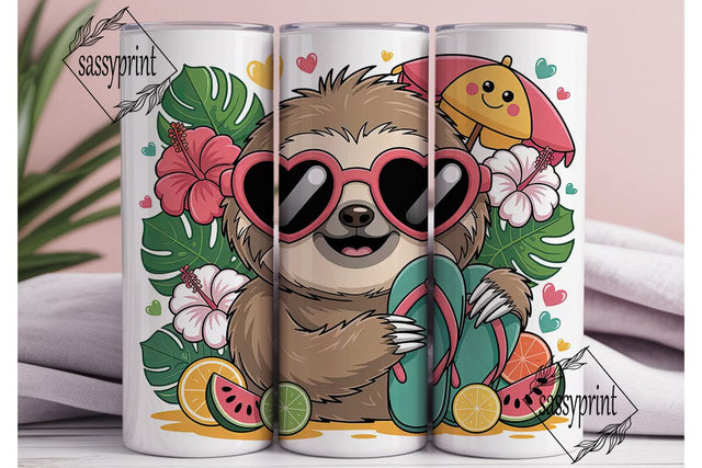 Summer Sloth 20oz Tumbler Wrap Sublimation sassyprint 