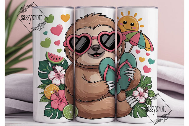 Summer Sloth 20oz Tumbler Wrap Sublimation sassyprint 
