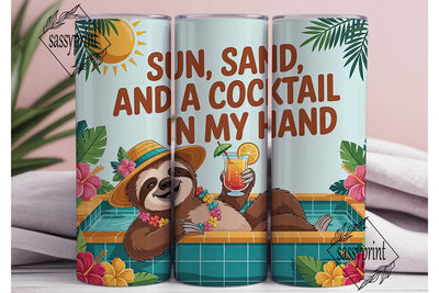 Summer Sloth Cocktail 20oz Tumbler Wrap Sublimation sassyprint 