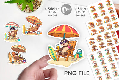 Summer Sloth Sticker Sublimation artnoy 