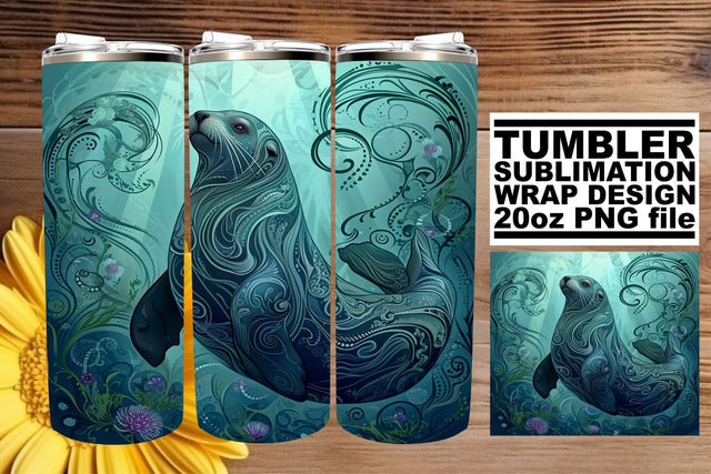Summer Sonata Tumbler Design, Summer Sublimation Wrap, 20oz, Coastal Fish Art, Watercolor Sea Creatures Sublimation afrosvg 