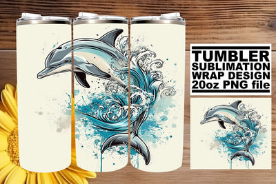 Summer Splash Tumbler Wrap, Sublimation Design, 20oz, Vibrant Sea Creatures, Coastal Watercolor Sublimation afrosvg 