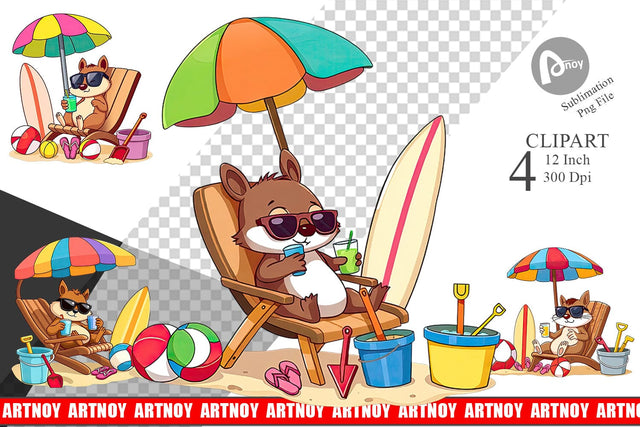Summer Squirrel Clipart Sublimation artnoy 