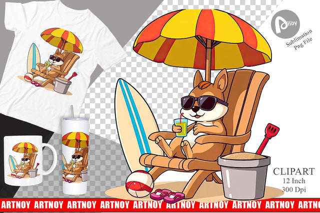 Summer Squirrel Clipart Sublimation artnoy 