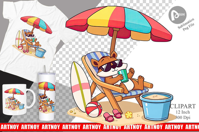 Summer Squirrel Clipart Sublimation artnoy 