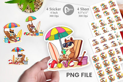 Summer Squirrel Sticker Sublimation artnoy 