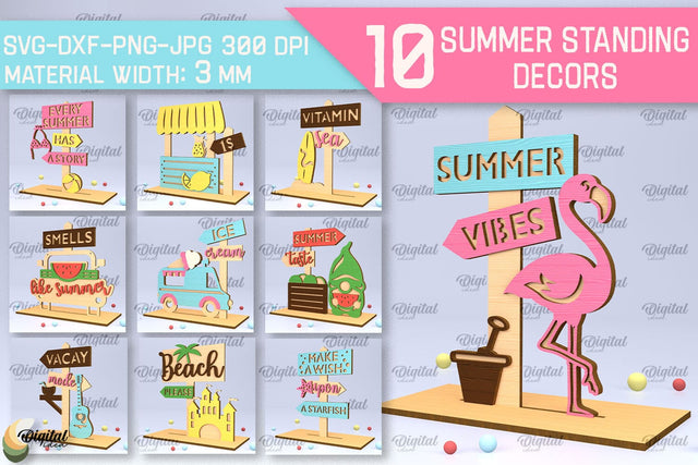 Summer Standing Decor SVG Bundle. Home Decor Laser Cut SVG Evgenyia Guschina 