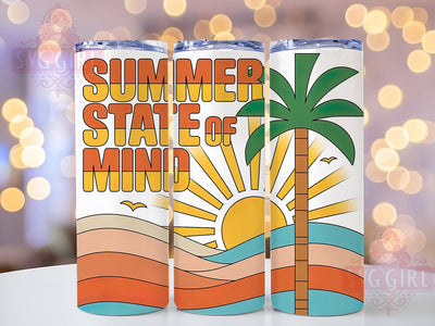 Summer State Mind 20oz Tumbler, Summer State of Mind Quote, Tropical Sublimation Design, Vintage Summer Vibes, 20oz Tumbler Wrap, Sublimation Design PNG, Summer Gift Sublimation SvggirlplusArt 