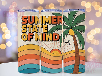 Summer State Mind 20oz Tumbler, Summer State of Mind Quote, Tropical Sublimation Design, Vintage Summer Vibes, 20oz Tumbler Wrap, Sublimation Design PNG, Summer Gift Sublimation SvggirlplusArt 