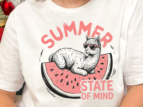 Summer State Of Mind Alpaca PNG, Cute Watermelon Sublimation Design SVG DesignDestine 