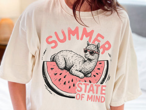 Summer State Of Mind Alpaca PNG, Cute Watermelon Sublimation Design SVG DesignDestine 