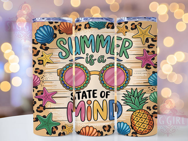 Summer State of Mind Inspirational Tumbler Wrap, 20Oz Sublimation Wrap, Tumbler Sublimation Design, Inspirational Drinkware Wrap, Positive Vibes Tumbler, Summer Quote Cup Wrap, Beach Mood Tumbler Sublimation SvggirlplusArt 