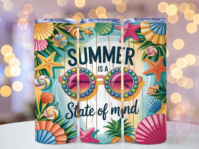 Summer State of Mind Inspirational Tumbler Wrap, 20Oz Sublimation Wrap, Tumbler Sublimation Design, Inspirational Drinkware Wrap, Positive Vibes Tumbler, Summer Quote Cup Wrap, Beach Mood Tumbler Sublimation SvggirlplusArt 