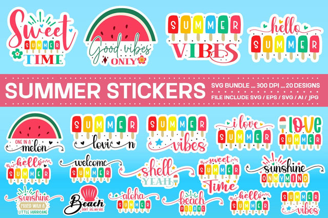 Summer Stickers Svg Bundle SVG designmaster24 