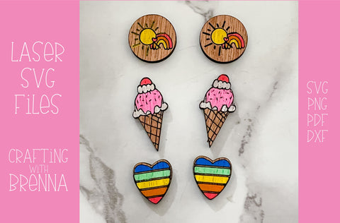 Summer Stud Earrings Laser SVG File SVG Crafting With Brenna 