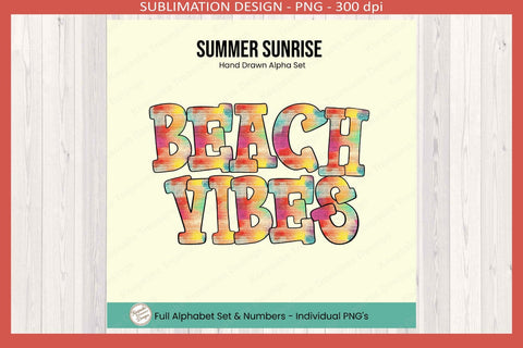 Summer Sunrise Alpha Set, Sublimation Png, Hand Drawn, Digital Download Sublimation Keepsake Treasures Designs LLC. 