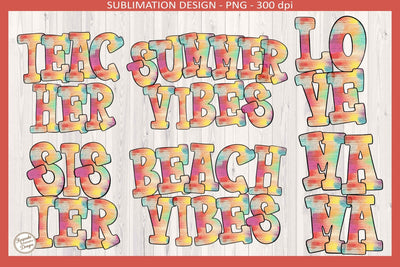 Summer Sunrise Sublimation Png Words, Beach Vibes, Mama, Summer Vibes, Teacher, Sister, Love, Digital Download Sublimation Keepsake Treasures Designs LLC. 