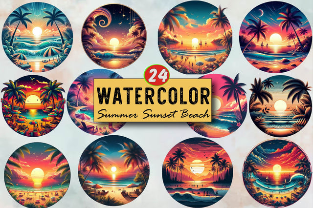 Summer Sunset Beach Sublimation Clipart Bundle Sublimation SVGArt 