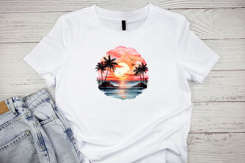 Summer Sunset Watercolor Sublimation Bundle Sublimation Designangry 