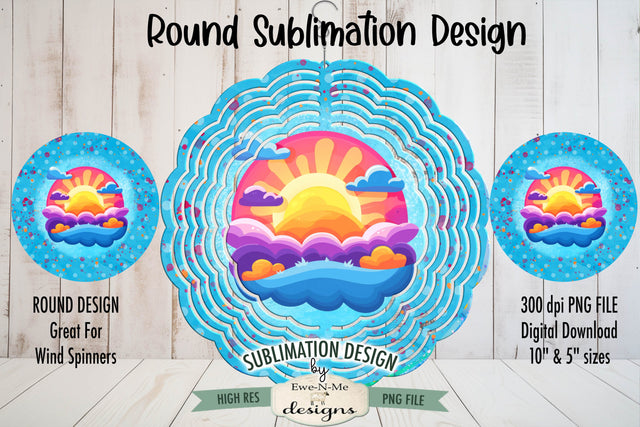 Summer Sunshine Wind Spinner Round Sublimation Design PNG Sublimation Ewe-N-Me Designs 