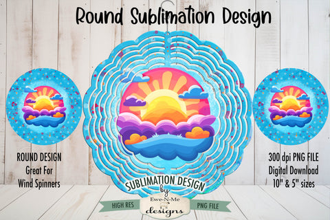Summer Sunshine Wind Spinner Round Sublimation Design PNG Sublimation Ewe-N-Me Designs 