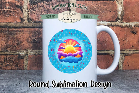 Summer Sunshine Wind Spinner Round Sublimation Design PNG Sublimation Ewe-N-Me Designs 