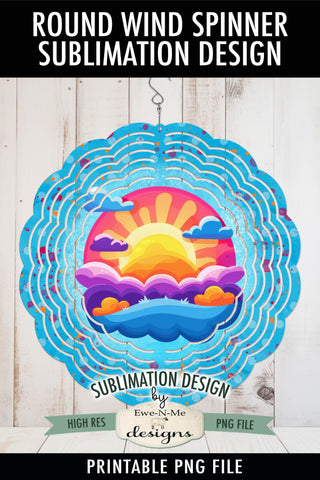 Summer Sunshine Wind Spinner Round Sublimation Design PNG Sublimation Ewe-N-Me Designs 