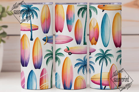 Summer Surf Tumbler Wrap PNG Sublimation sassyprint 