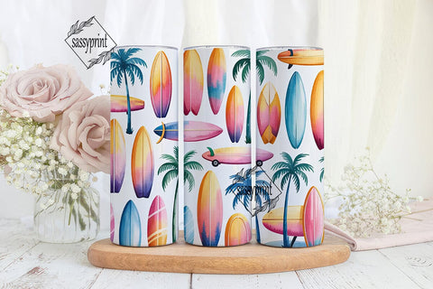 Summer Surf Tumbler Wrap PNG Sublimation sassyprint 