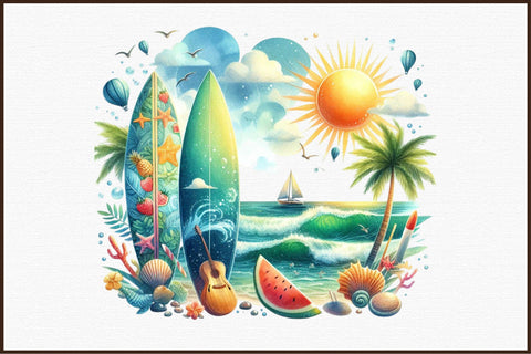 Summer Surfboard Sublimation Clipart Sublimation designartist 